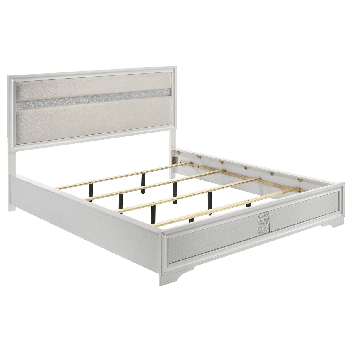 Miranda 54-inch Upholstered Panel Bed - California King, White