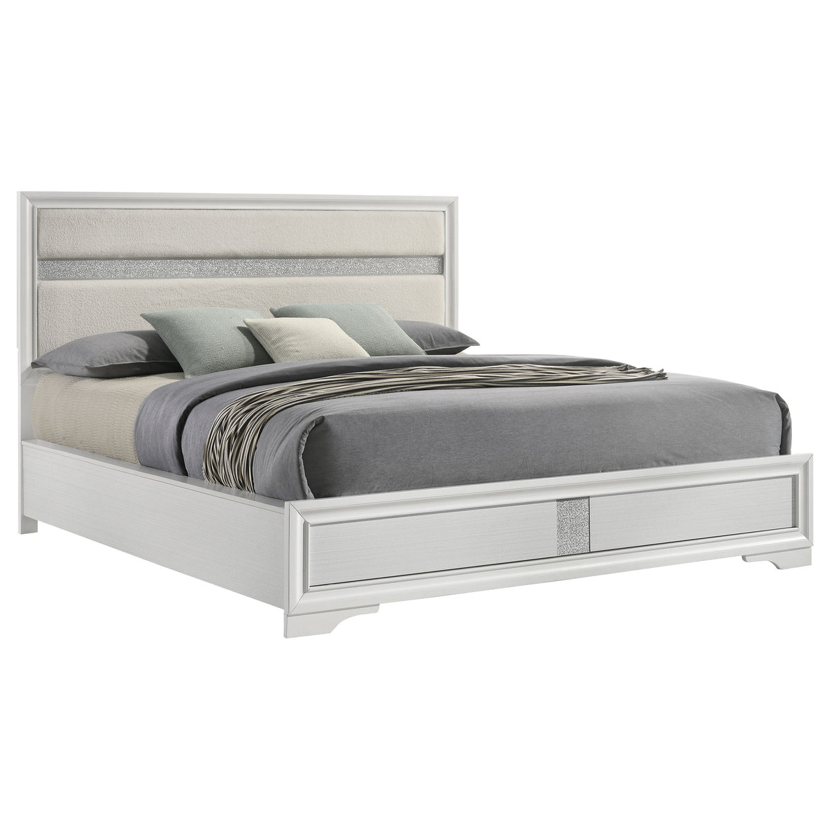 Miranda 54-inch Upholstered Panel Bed - California King, White