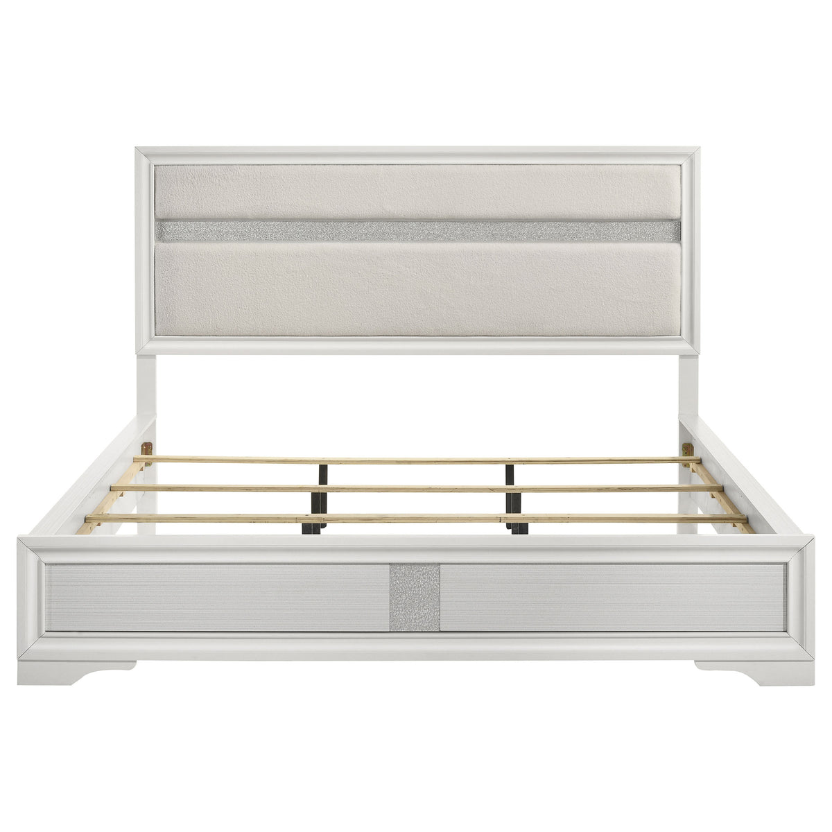 Miranda 54-inch Upholstered Panel Bed - California King, White