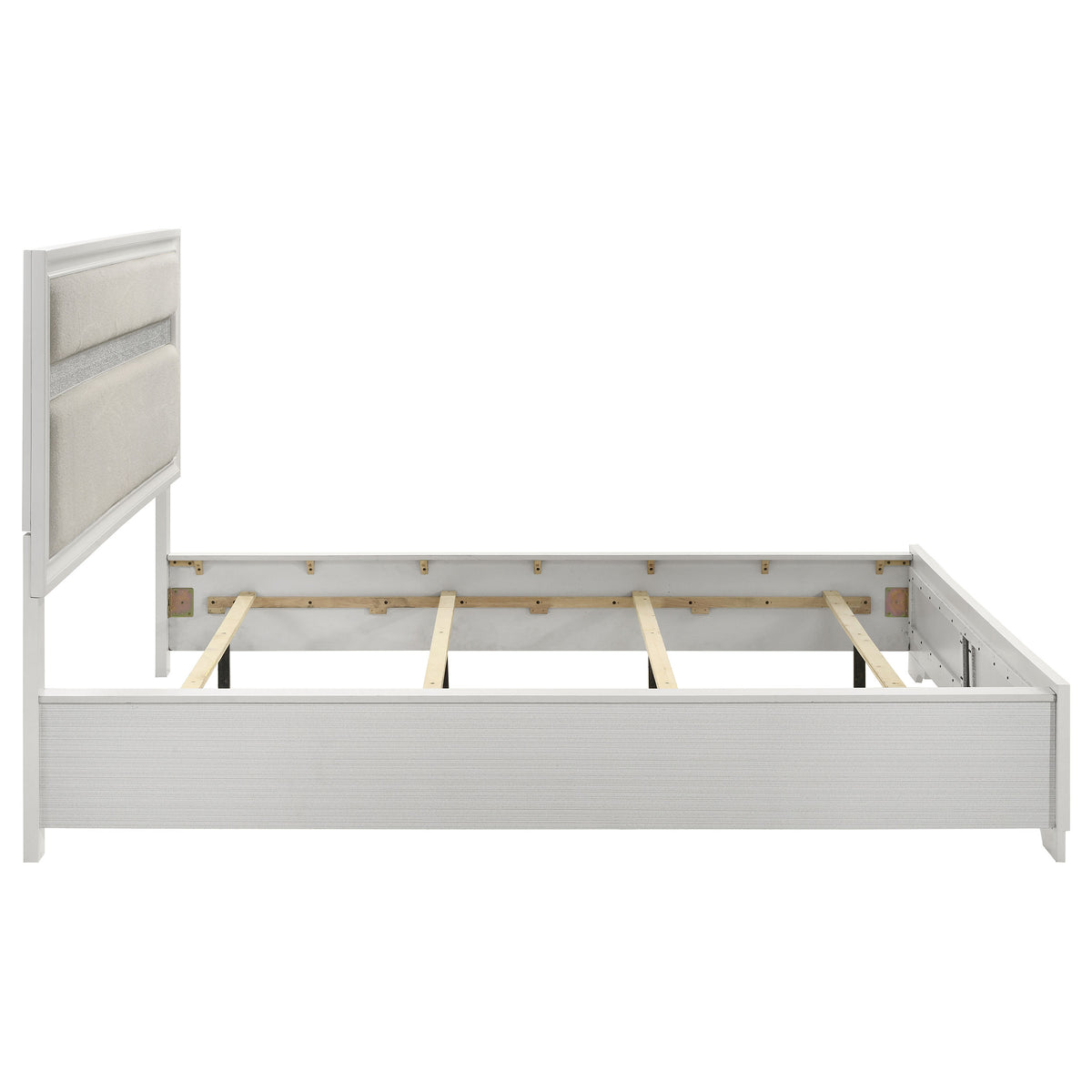 Miranda 54-inch Upholstered Panel Bed - California King, White