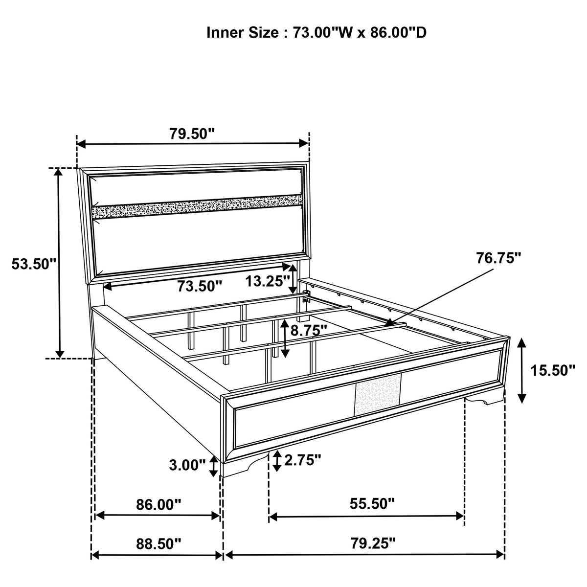 Miranda 54-inch Upholstered Panel Bed - California King, White