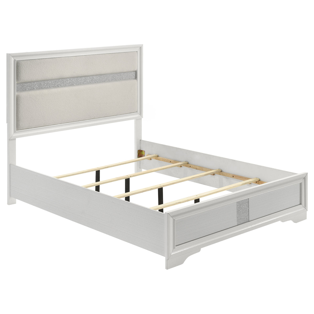 Miranda 54-inch Upholstered Panel Bed - Queen, White