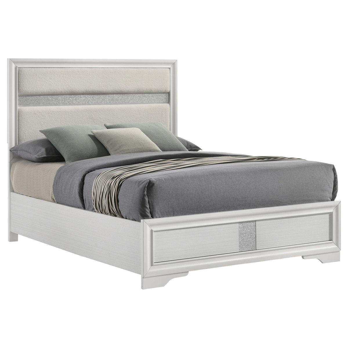 Miranda 54-inch Upholstered Panel Bed - Queen, White