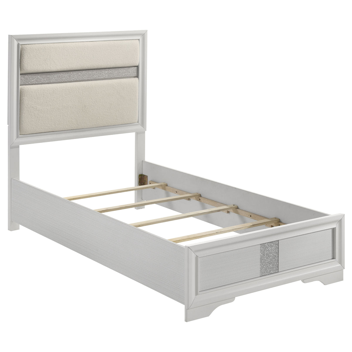 Miranda 54-inch Upholstered Panel Bed - Twin, White