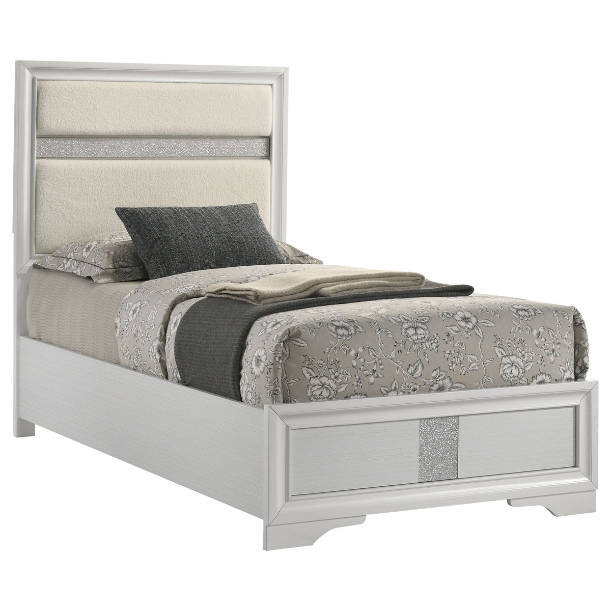 Miranda 54-inch Upholstered Panel Bed - Twin, White