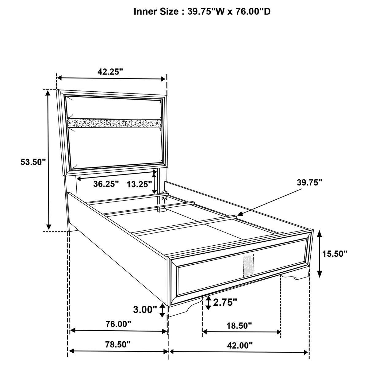 Miranda 54-inch Upholstered Panel Bed - Twin, White