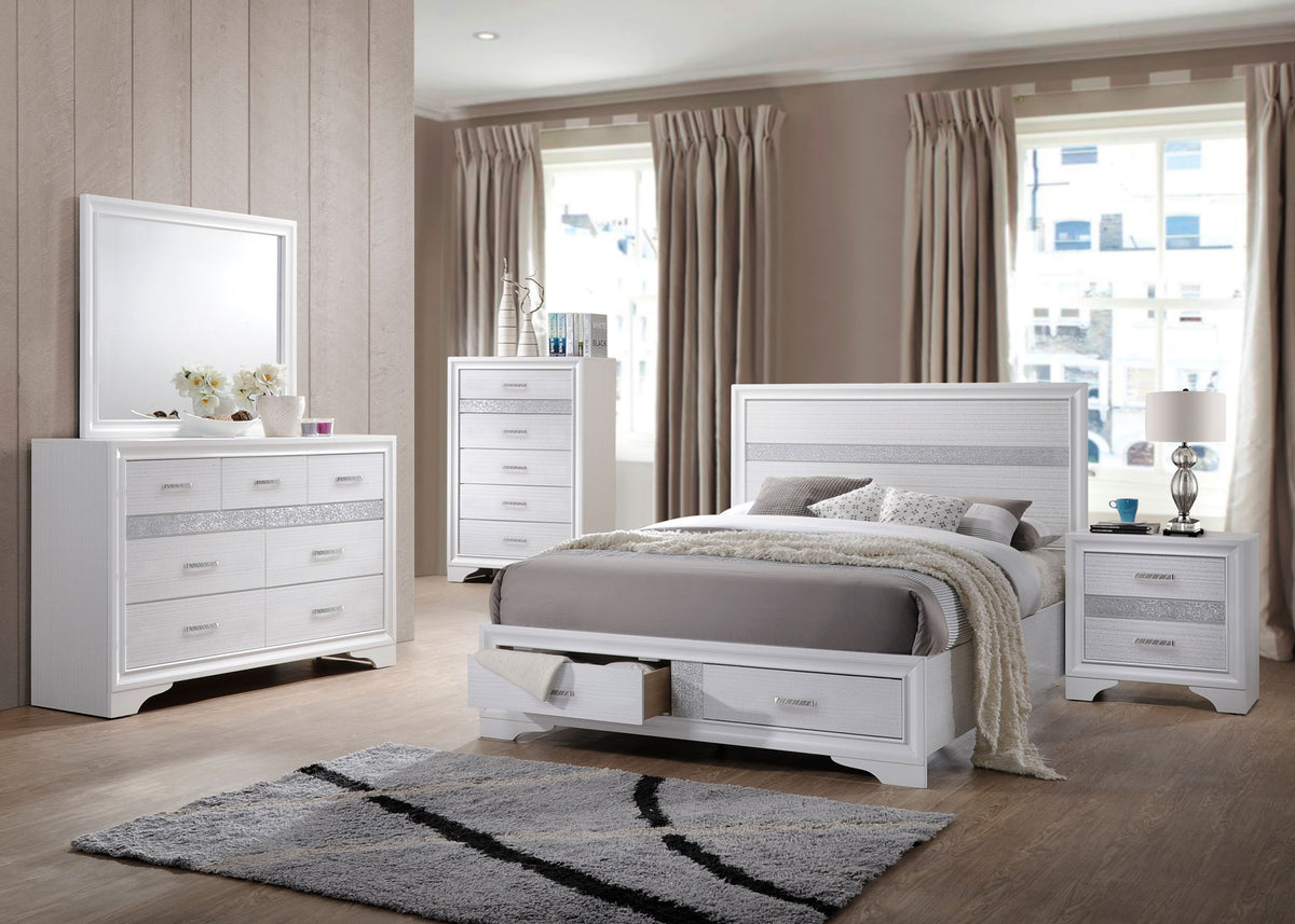 Miranda 5-piece Bedroom Set with 51-inch Wood Storage Panel Bed - Eastern King, White