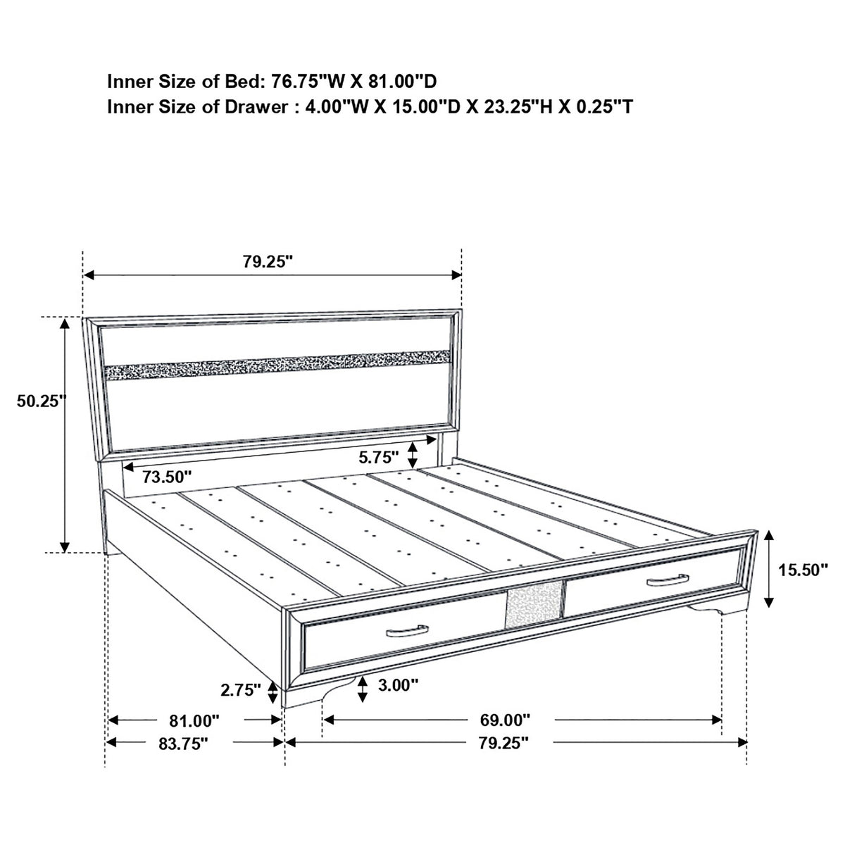 Miranda 5-piece Bedroom Set with 51-inch Wood Storage Panel Bed - Eastern King, White