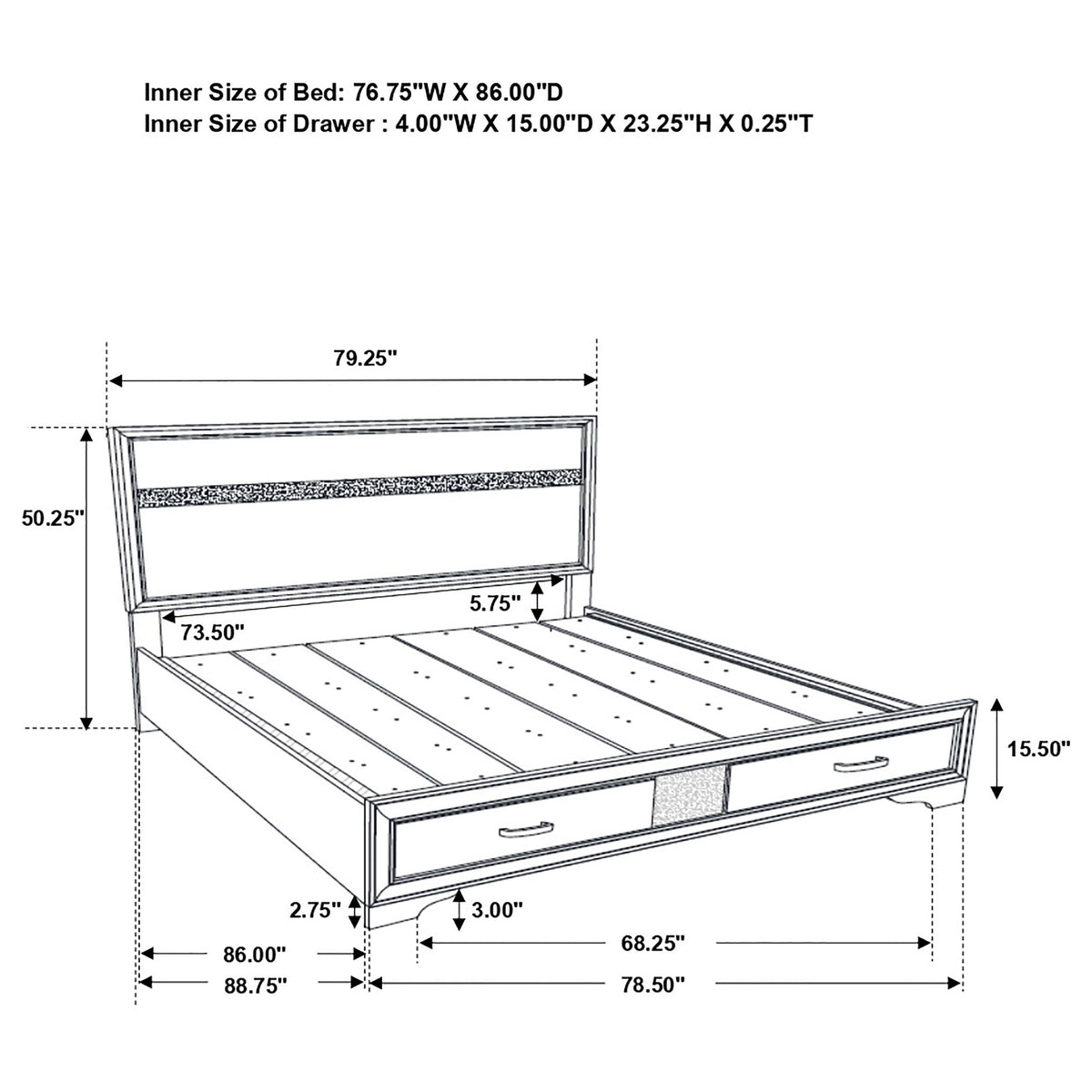 Miranda 5-piece Bedroom Set with 51-inch Wood Storage Panel Bed - California King, White