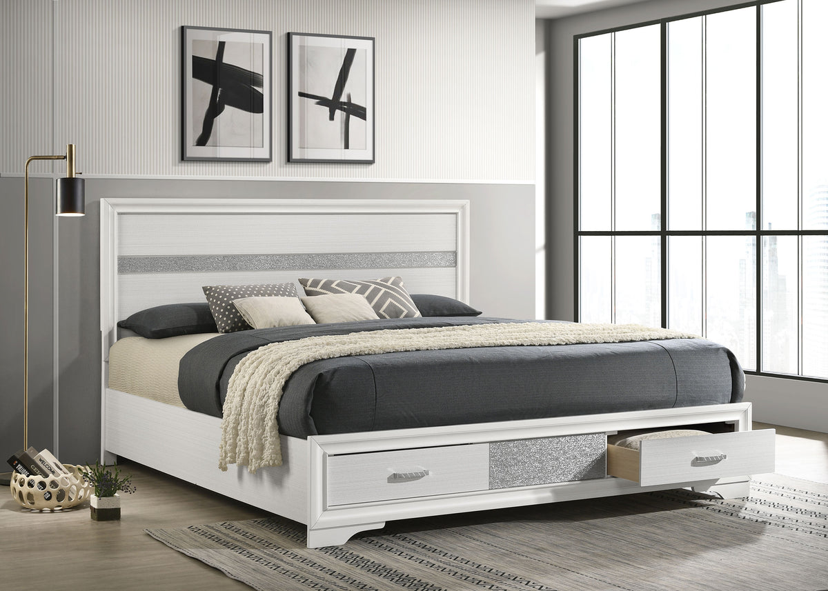 Miranda 51-inch Wood Storage Panel Bed - California King, White
