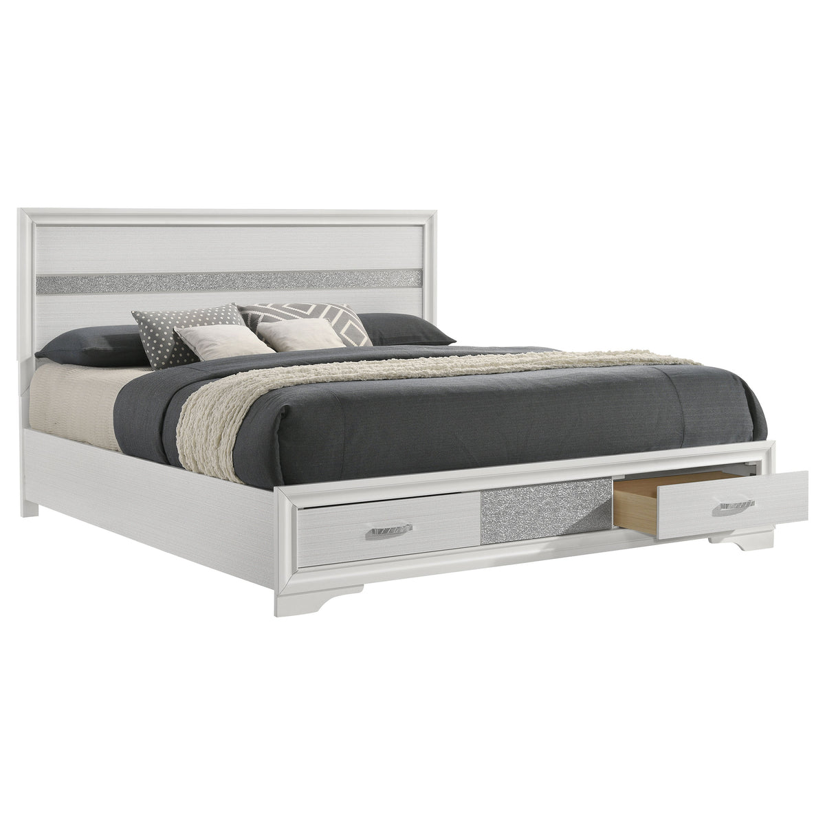 Miranda 51-inch Wood Storage Panel Bed - California King, White