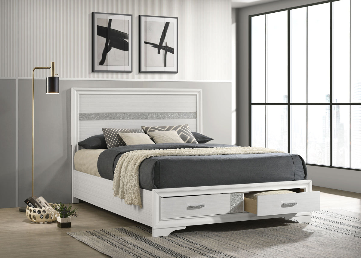 Miranda 51-inch Wood Storage Panel Bed - Queen, White