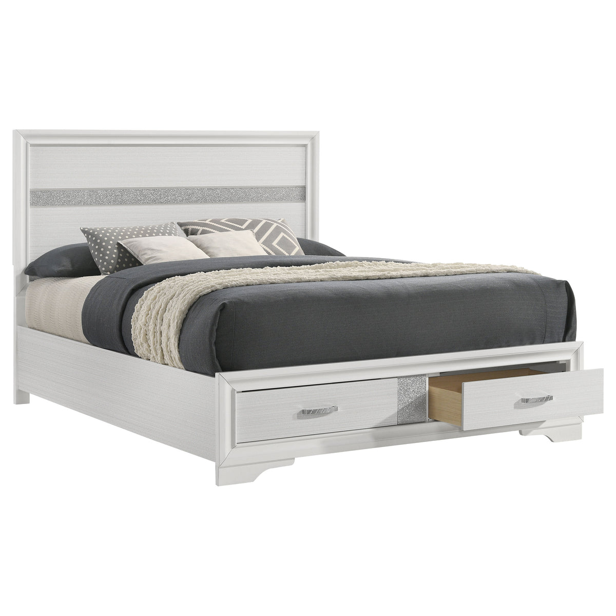 Miranda 51-inch Wood Storage Panel Bed - Queen, White