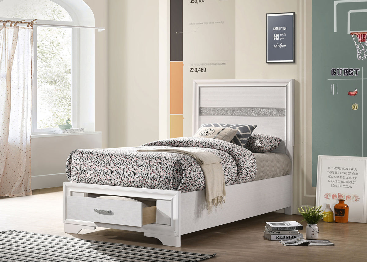 Miranda 51-inch Wood Storage Panel Bed - Twin, White