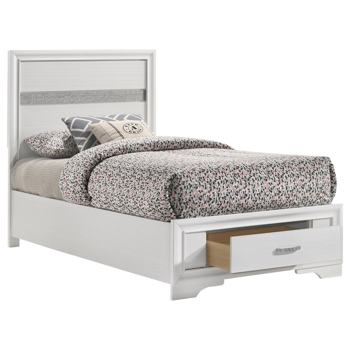 Miranda 51-inch Wood Storage Panel Bed - Twin, White