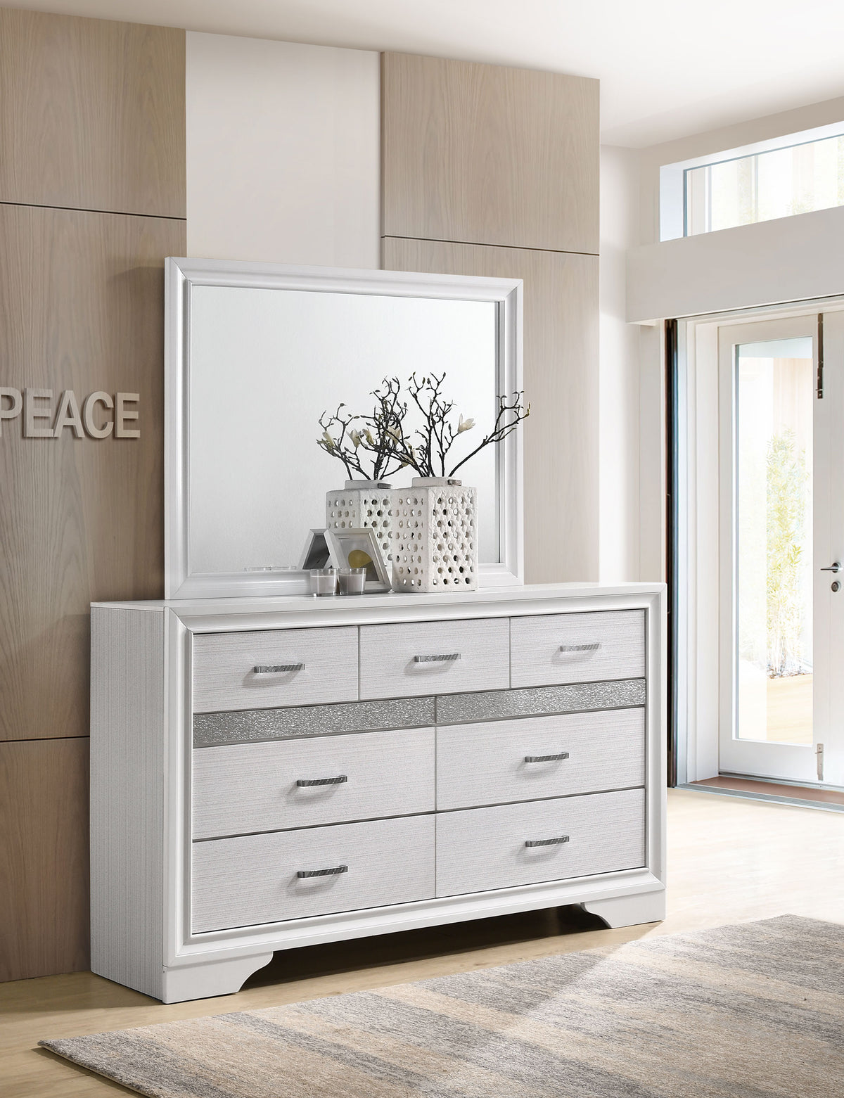 Miranda 9-drawer Dresser - White, With Mirror