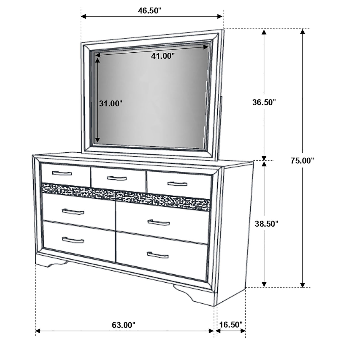 Miranda 9-drawer Dresser - White, With Mirror
