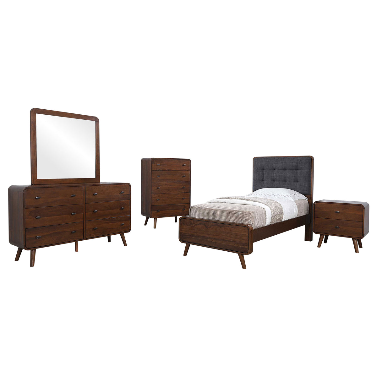 Robyn 5-piece Bedroom Set - Twin, Dark Walnut