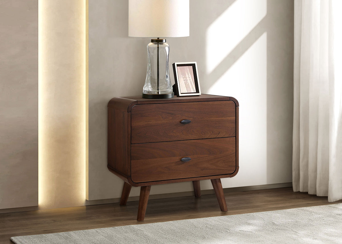 Robyn 2-drawer Nightstand Bedside Table - Dark Walnut