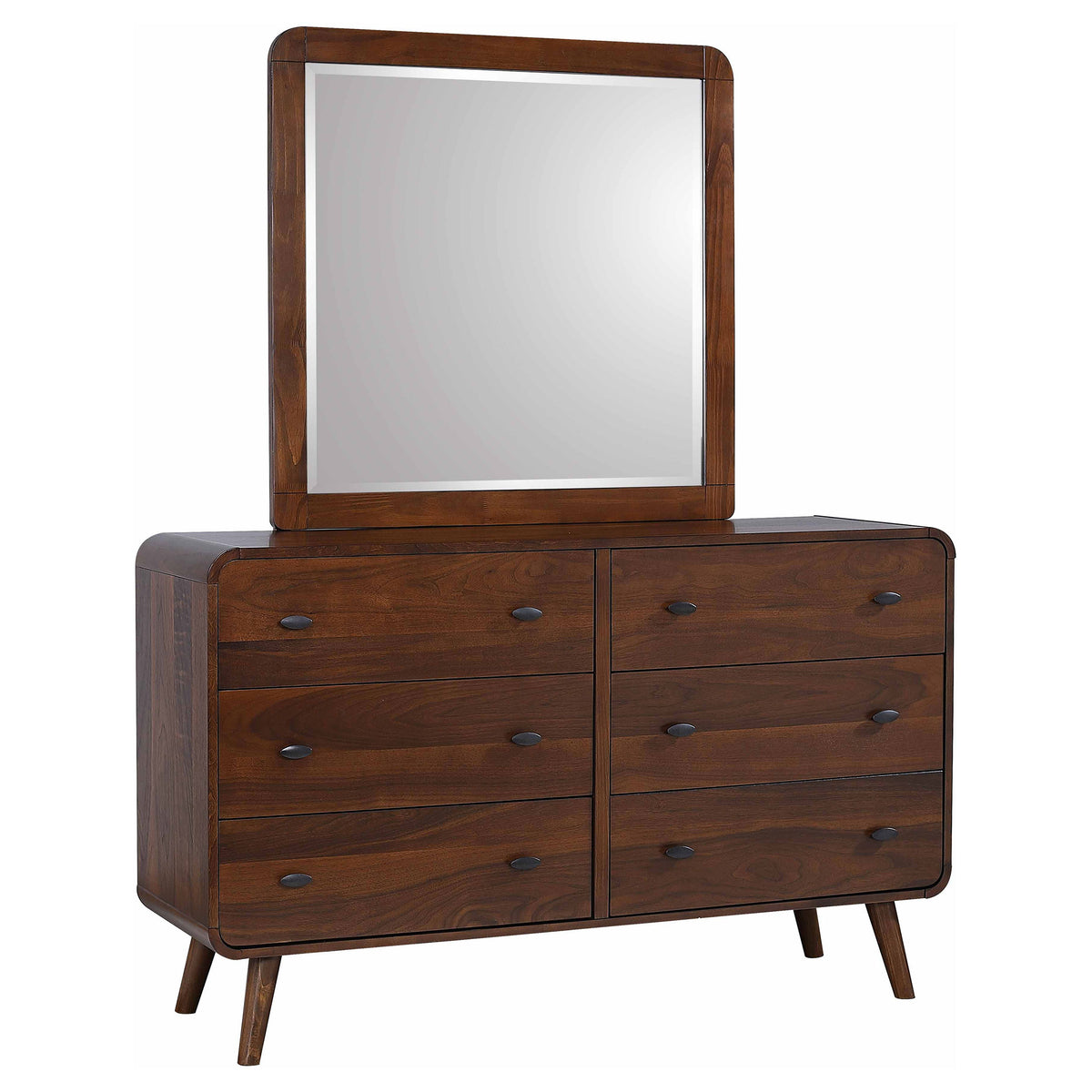 Robyn 6-drawer Dresser - Dark Walnut, With Mirror
