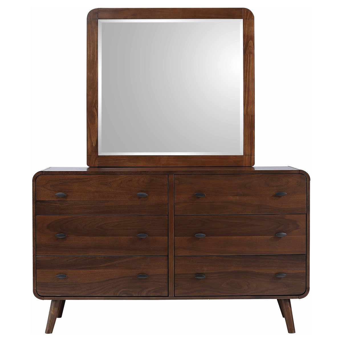 Robyn 6-drawer Dresser - Dark Walnut, With Mirror