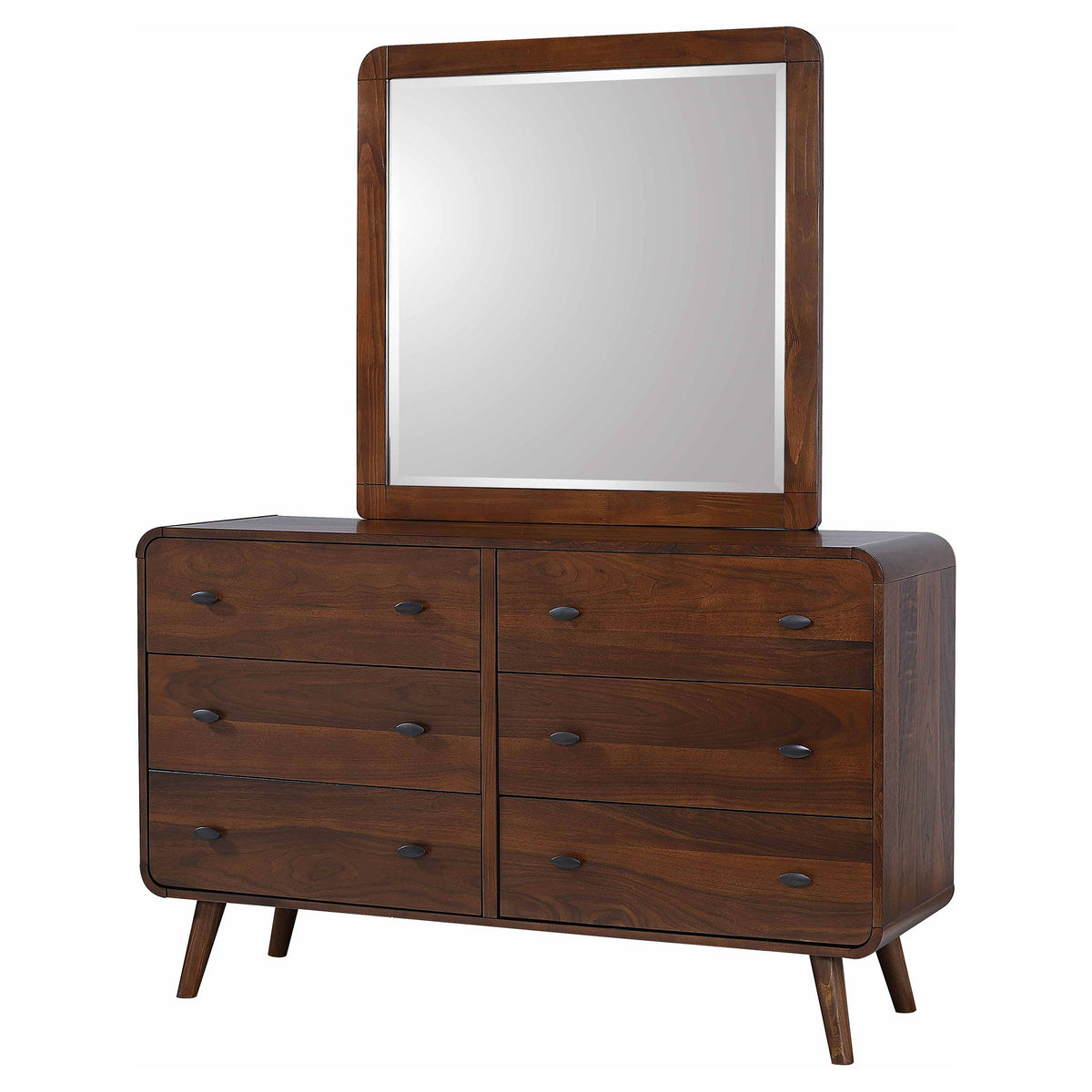 Robyn 6-drawer Dresser - Dark Walnut, With Mirror