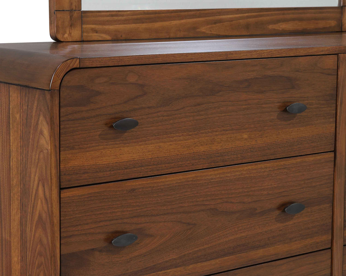 Robyn 6-drawer Dresser - Dark Walnut, With Mirror