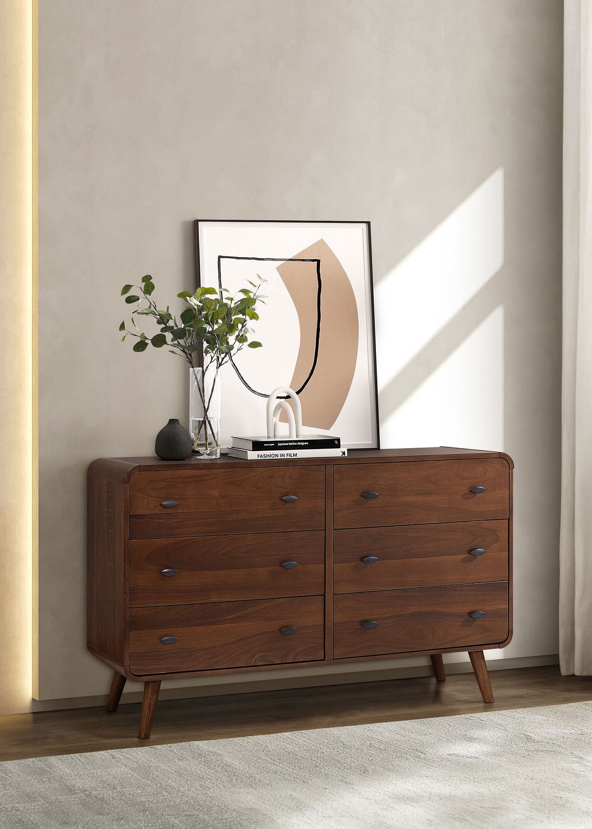 Robyn 6-drawer Dresser - Dark Walnut, Without Mirror