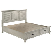 Franco Wood Storage Panel Bed Distressed White - Eastern King