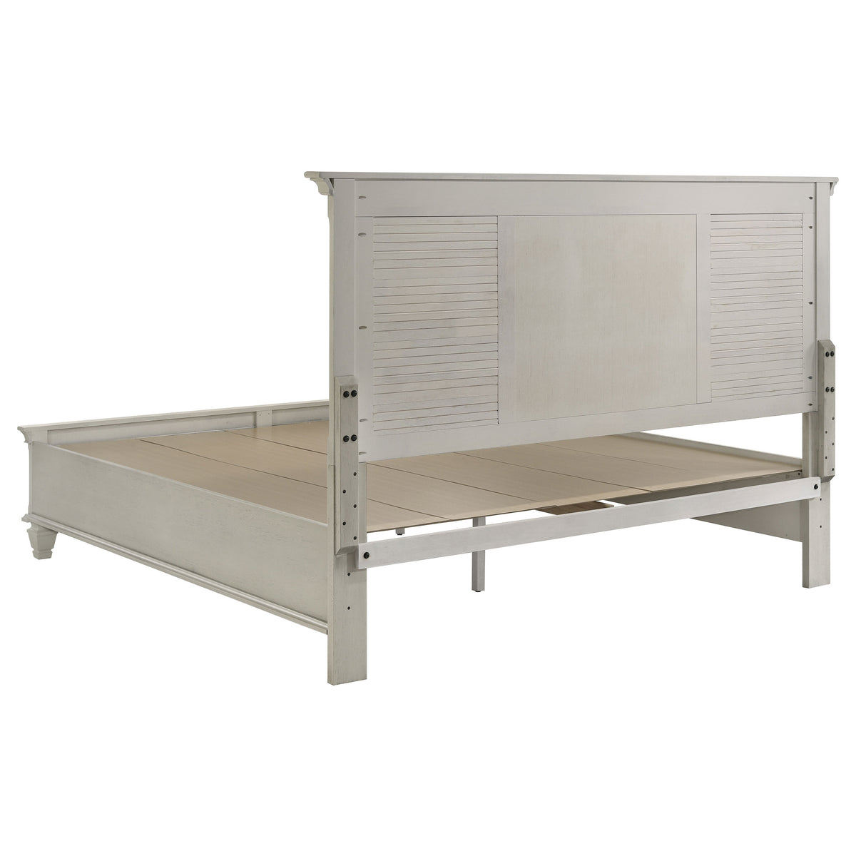Franco Wood Storage Panel Bed Distressed White - Eastern King