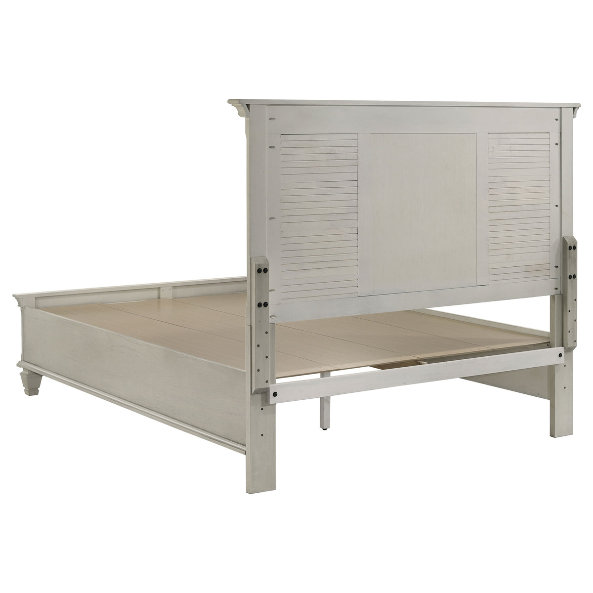 Franco Wood Storage Panel Bed Distressed White - Queen