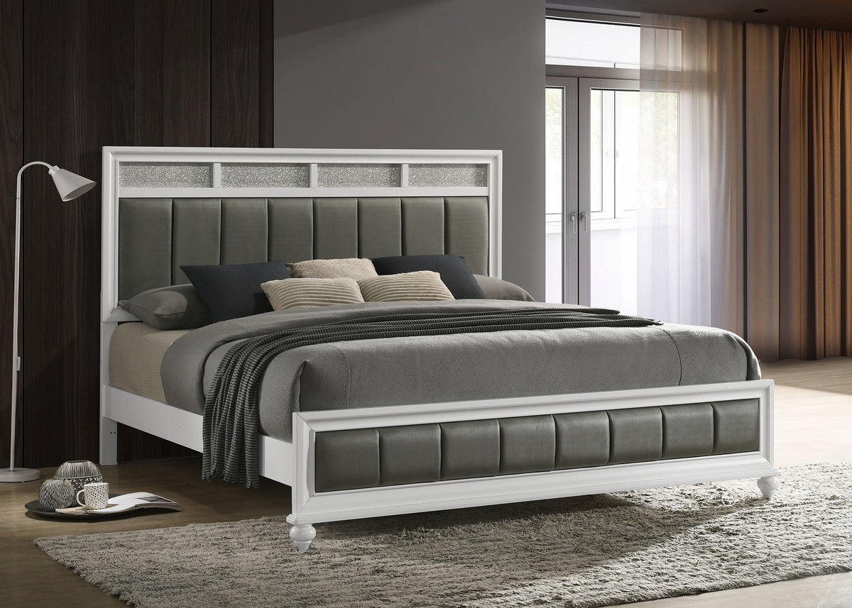 Barzini Wood Panel Bed White - Eastern King