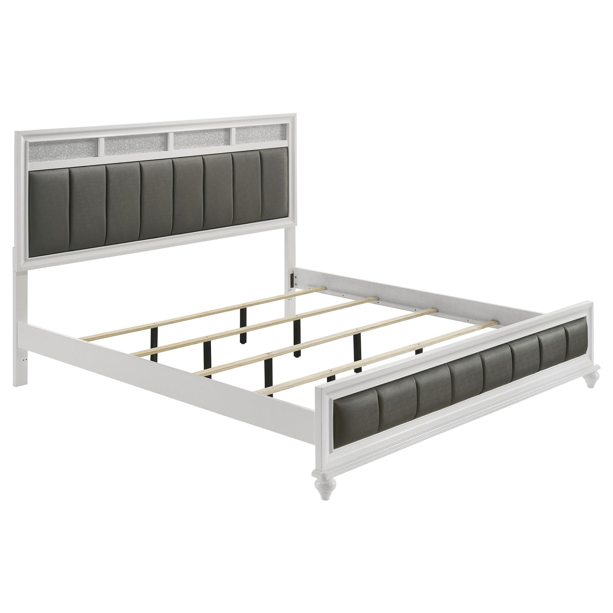 Barzini Wood Panel Bed White - Eastern King