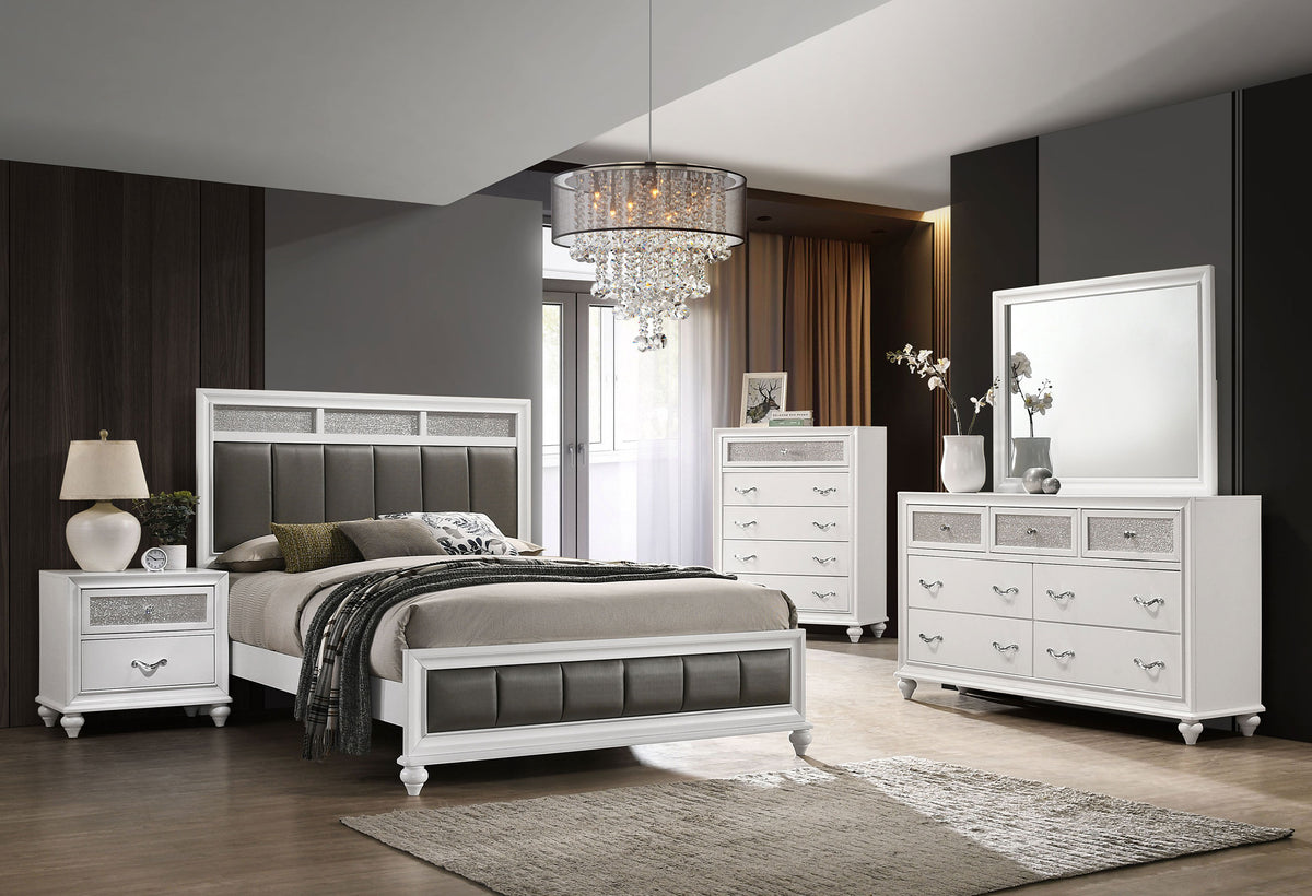 Barzini 5-piece Bedroom Set White with Wood Panel Bed - California King