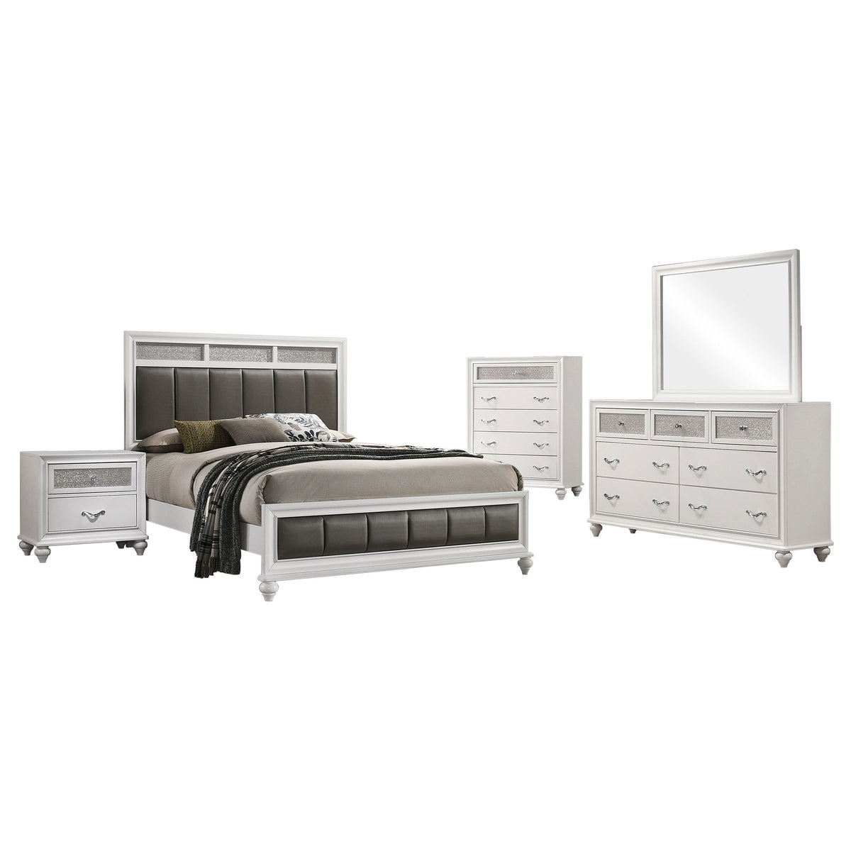 Barzini 5-piece Bedroom Set White with Wood Panel Bed - California King