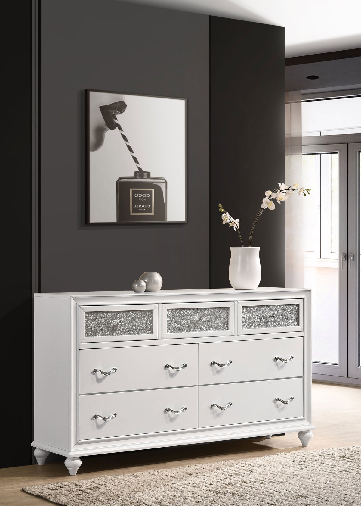 Barzini 7-drawer Dresser White - Without Mirror