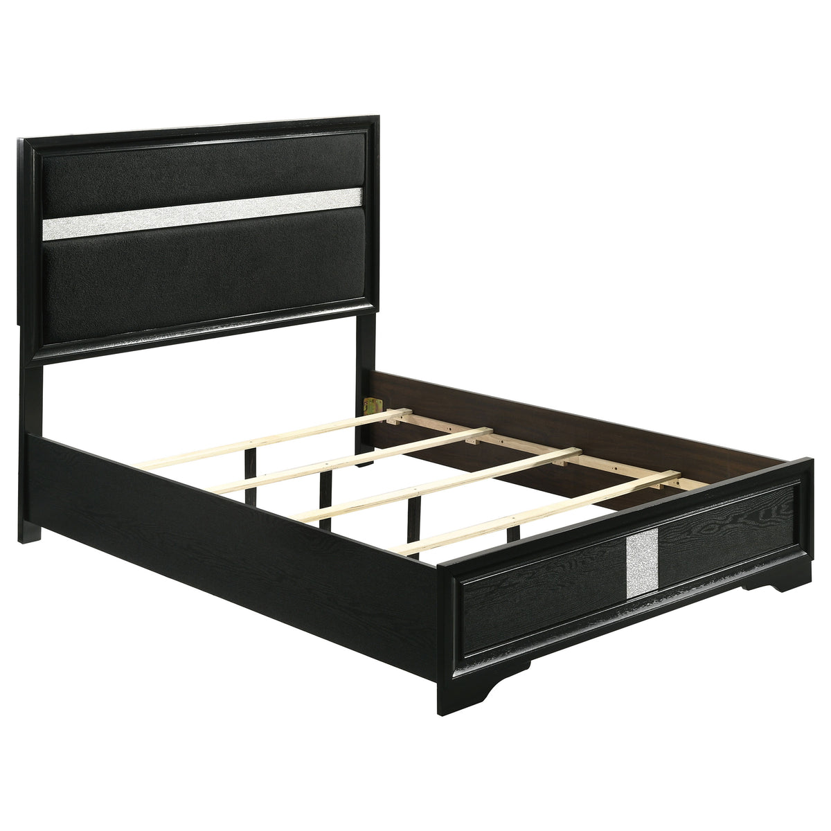 Miranda 54-inch Upholstered Panel Bed - Full, Black