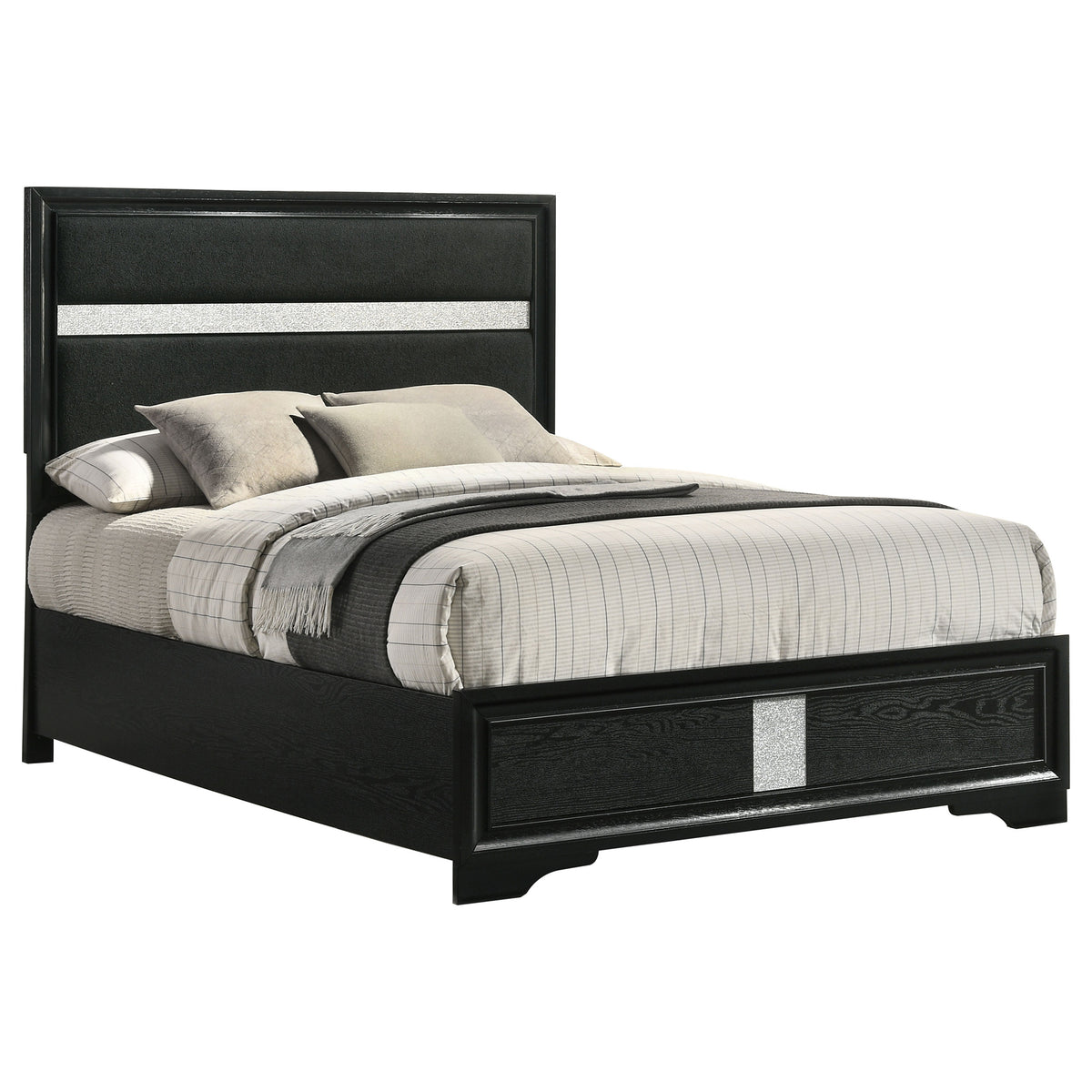 Miranda 54-inch Upholstered Panel Bed - Full, Black