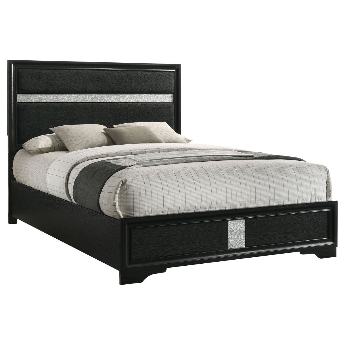 Miranda 54-inch Upholstered Panel Bed - Eastern King, Black