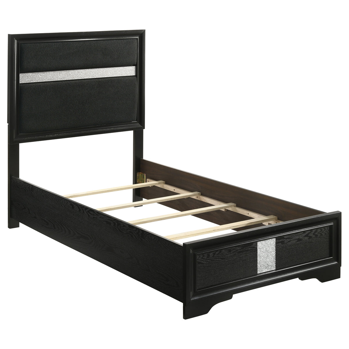 Miranda 54-inch Upholstered Panel Bed - Twin, Black