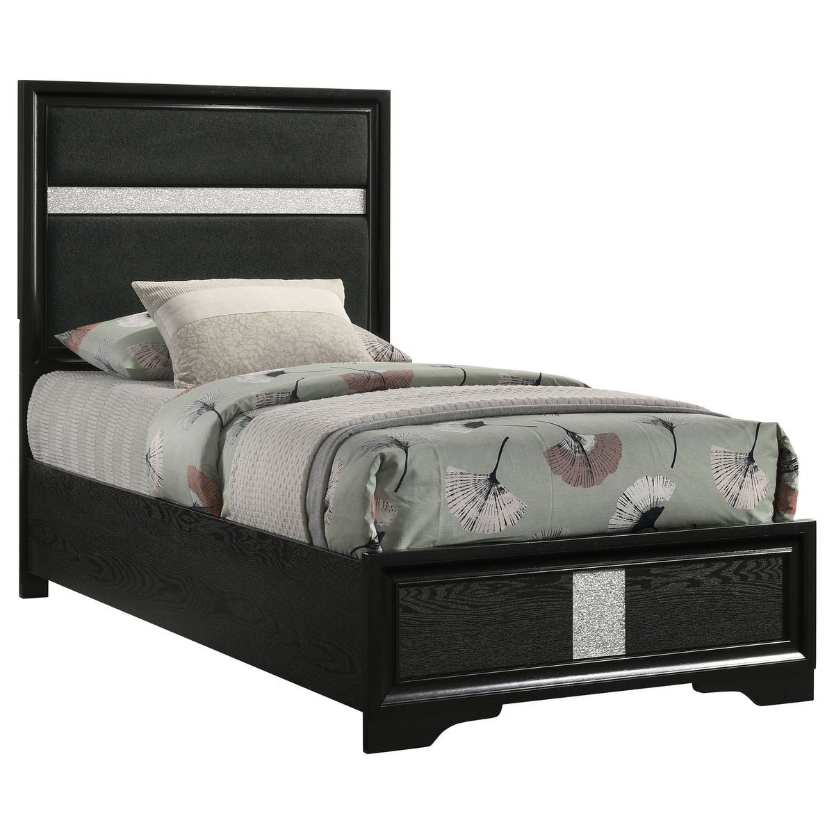 Miranda 54-inch Upholstered Panel Bed - Twin, Black