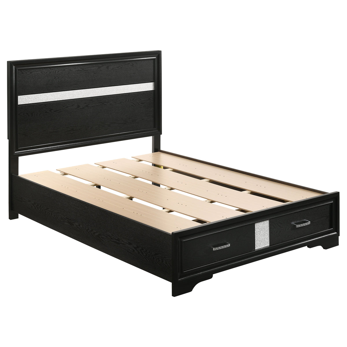 Miranda 5-piece Bedroom Set with 51-inch Wood Storage Panel Bed - Full, Black