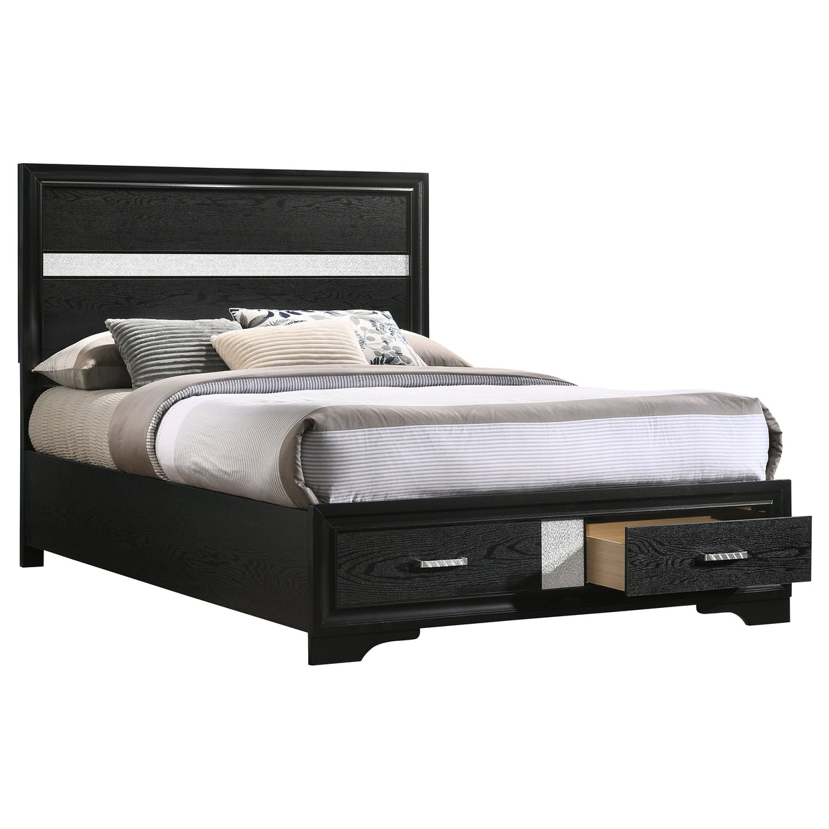 Miranda 51-inch Wood Storage Panel Bed - Full, Black