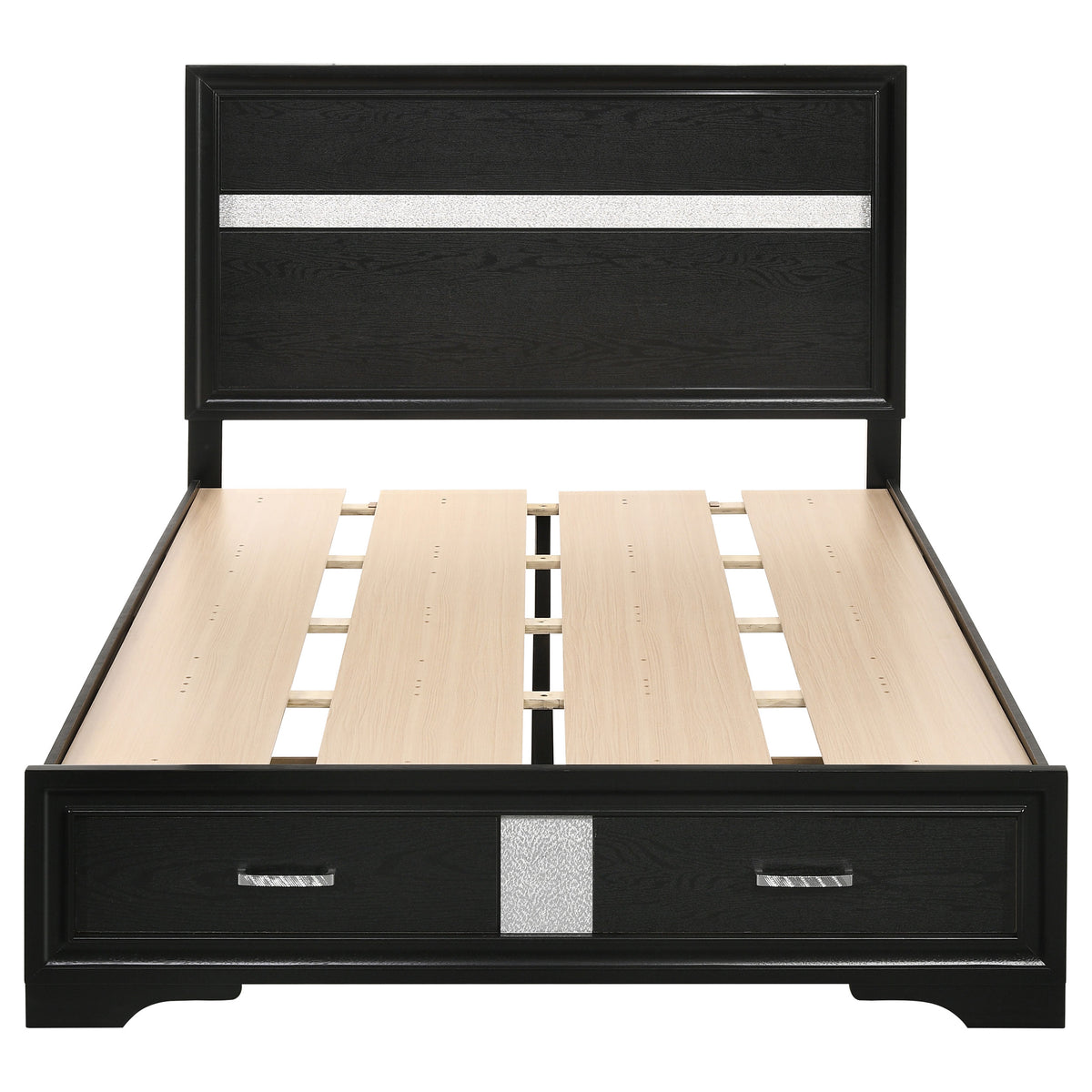 Miranda 51-inch Wood Storage Panel Bed - Full, Black