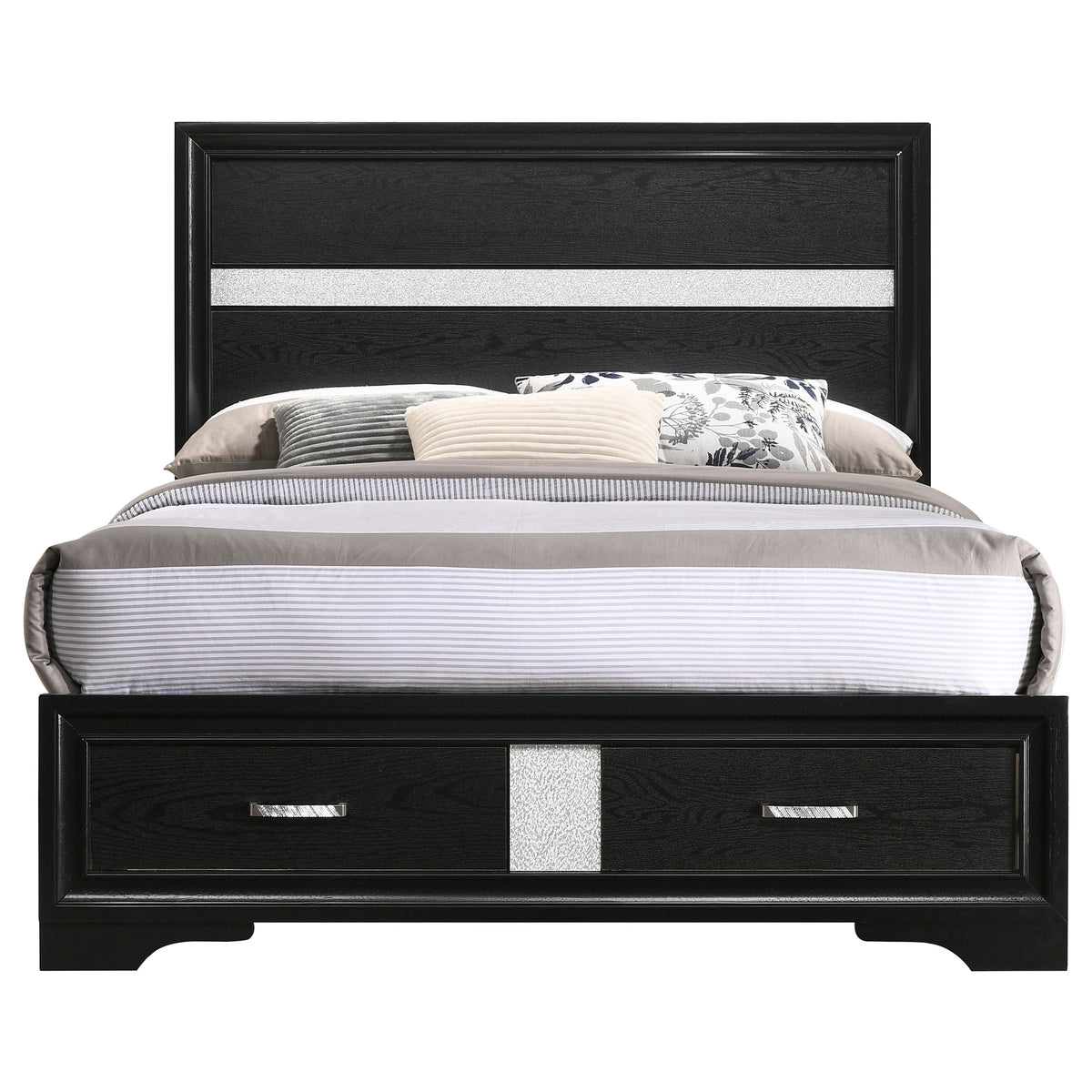 Miranda 51-inch Wood Storage Panel Bed - Full, Black