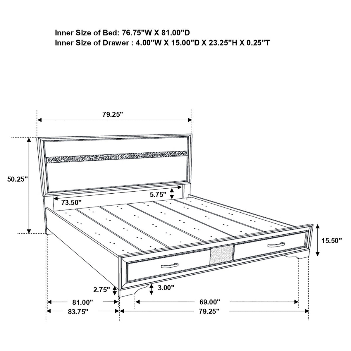 Miranda 5-piece Bedroom Set with 51-inch Wood Storage Panel Bed - Eastern King, Black
