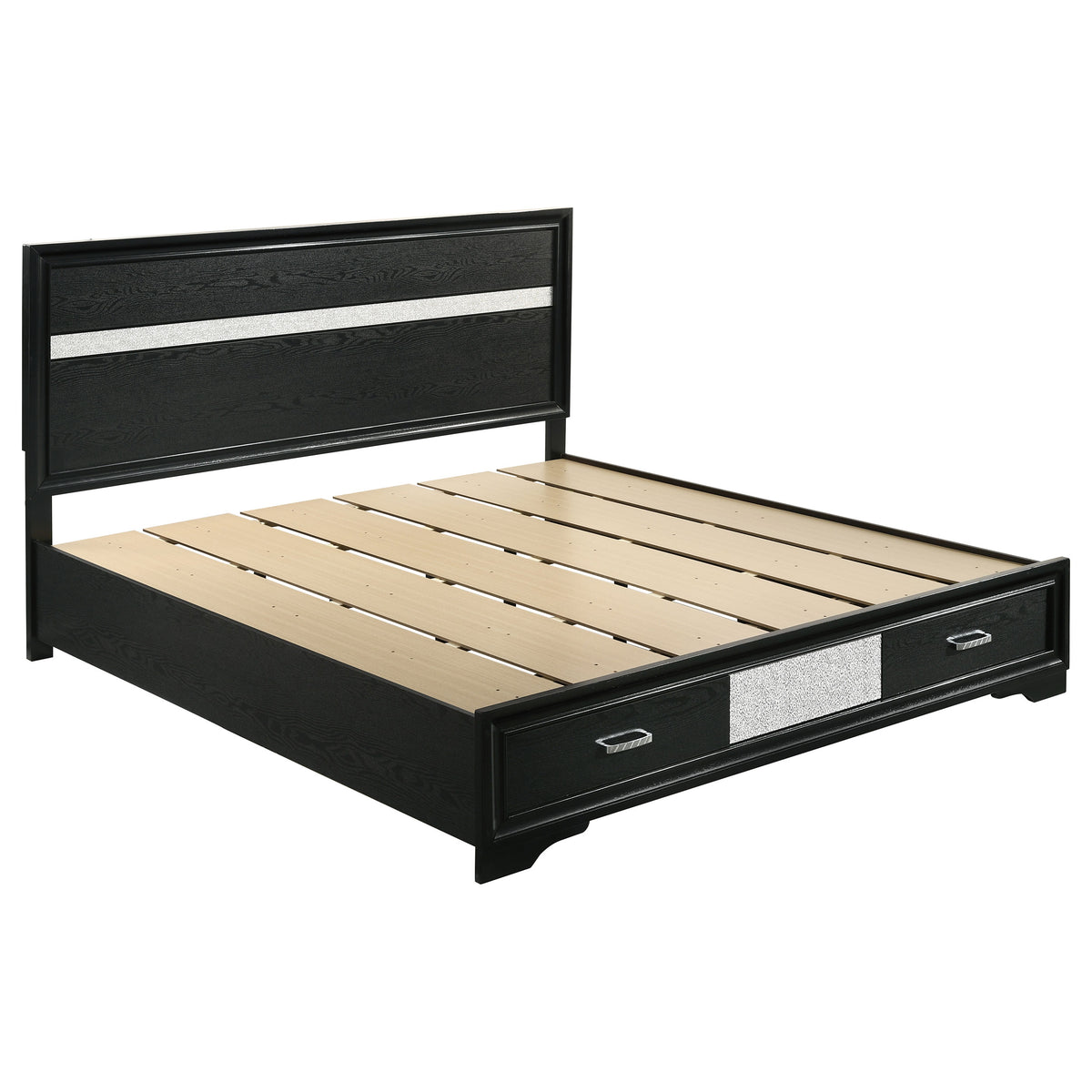 Miranda 51-inch Wood Storage Panel Bed - Eastern King, Black