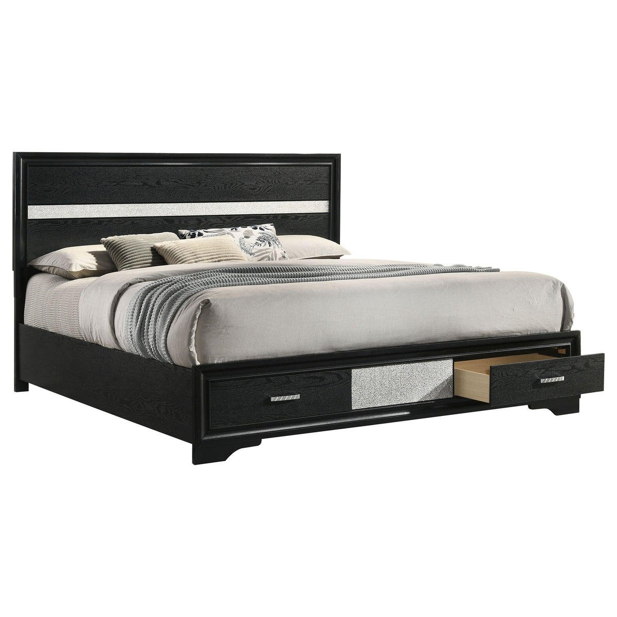 Miranda 51-inch Wood Storage Panel Bed - Eastern King, Black