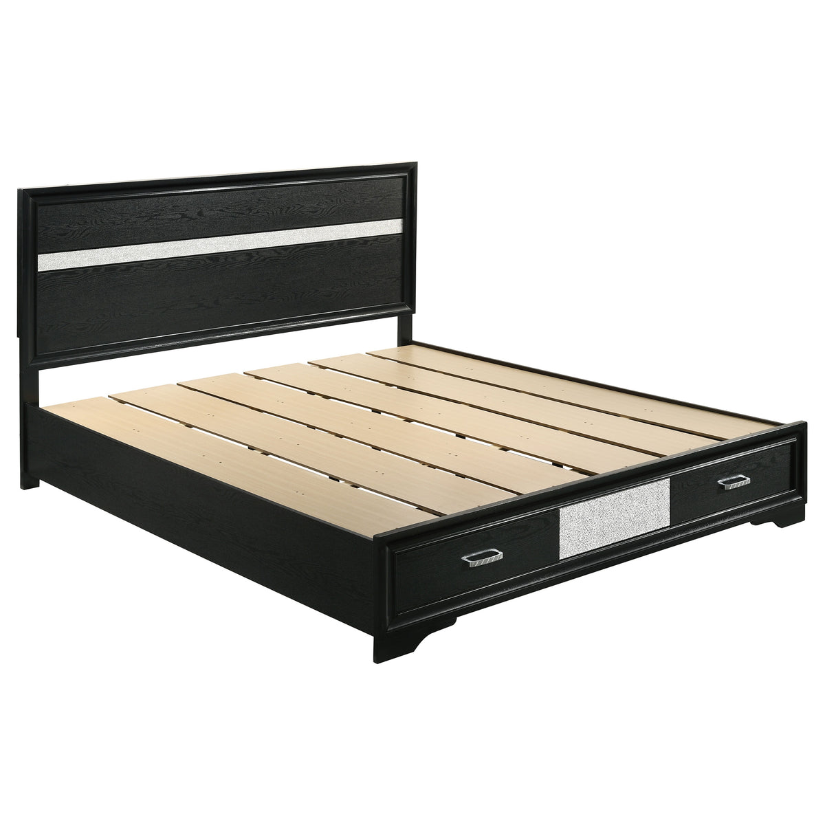 Miranda 5-piece Bedroom Set with 51-inch Wood Storage Panel Bed - California King, Black