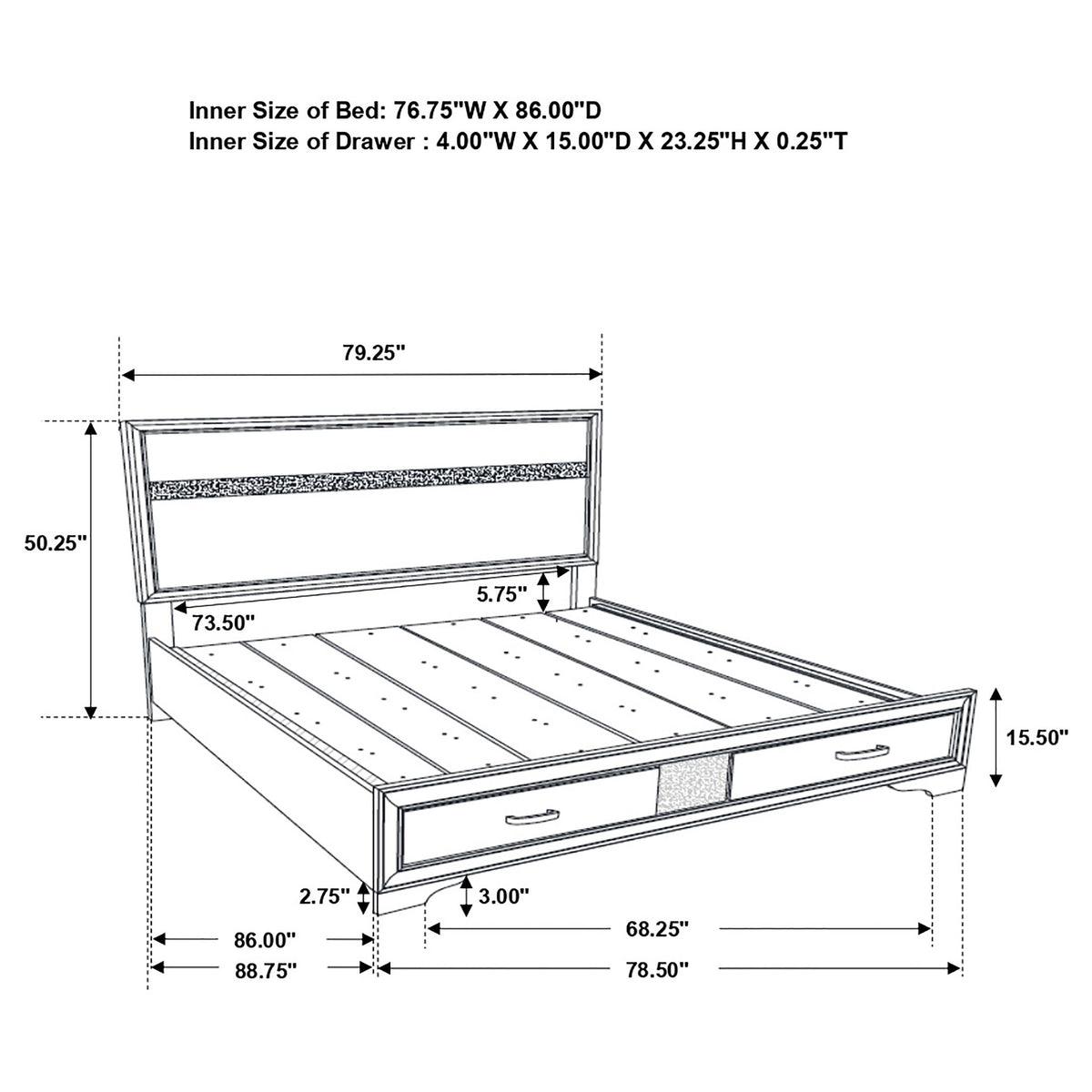 Miranda 5-piece Bedroom Set with 51-inch Wood Storage Panel Bed - California King, Black